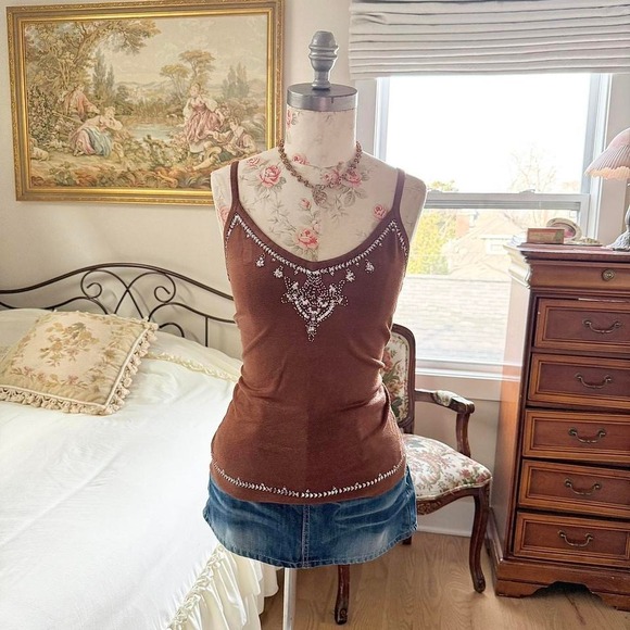 Y2K dmbm brown silk blend cami size large - Picture 2 of 6